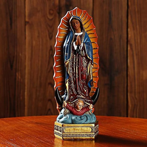 Ghyt Vår Frue av Guadalupe Den velsignede jomfru Maria Resin Statue Skulptur Den velsignede mor til den plettfrie komception Hjem Madonna figurine