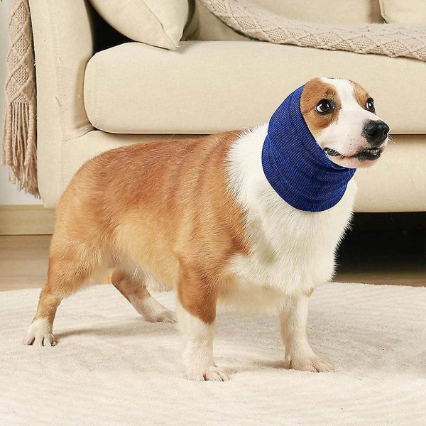 Pet Dog Snood Hund Hoodie Ångestlindring Bad Grooming Nacköra Blue M