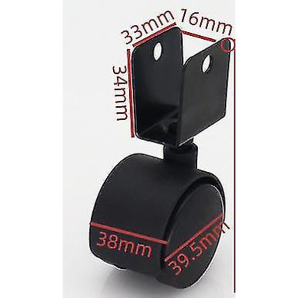 Dia Hjul U-klemme Top Roterbar Universal Drejelig Bremsehjul (sort) (4 stk)