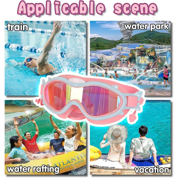 Amebleak børne svømmebriller (4-12 år), lækagesikre og UV-beskyttelse svømmebriller til drenge og piger