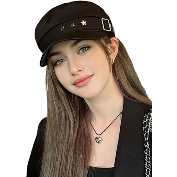 Kvinnor Flickor Y2K Stjärnbasker Hatt Mode Newsboy Kepsar Varm Skärm Basker Hatt