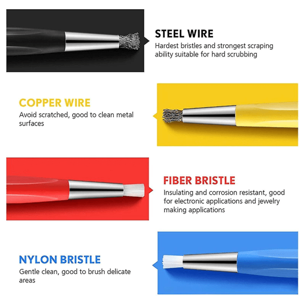 Bærbar Scratch Brush Pen Sæt Glasfiber Stål Messing Nylon Pen Style Slibning
