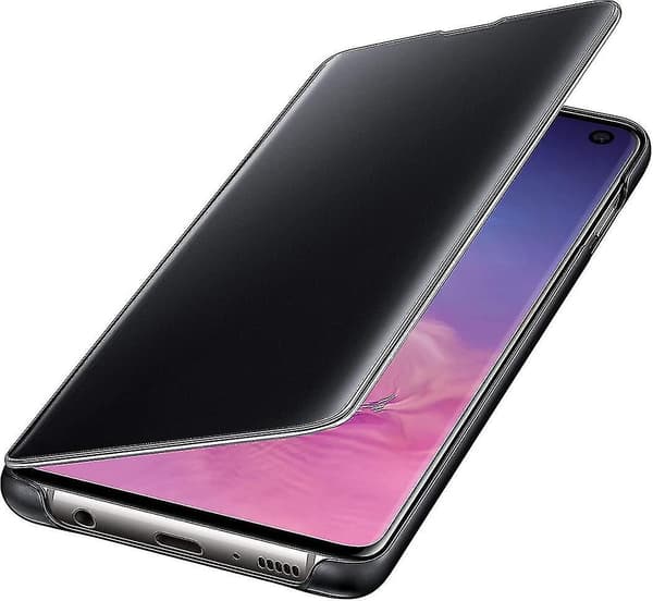 For Samsung Galaxy S10 Beskyttende Clear View Folio Cover Case - Sort