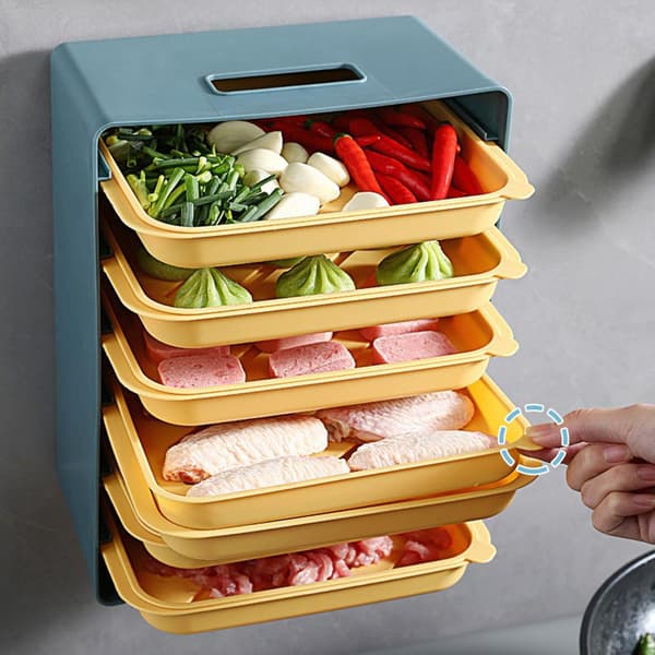 Kjøkkenoppbevaring Multi Layer Dish Tray Veggmontert Side Dish Stackable Frukt Display Oppbevaringsplate Blueyellow