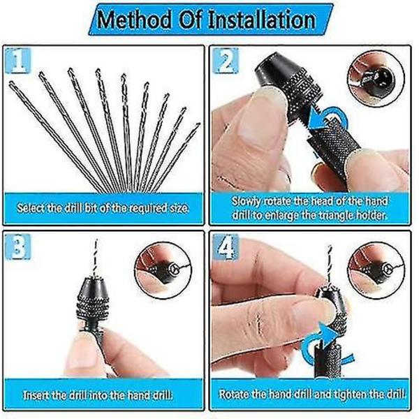 21-delars Stiftstädset Inkluderar Handborr Stiftstäd Och 20 Mini Twist Borr (0,3-1,6mm) [Fri Frakt]