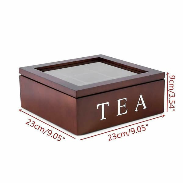 23X23x9cm Brun træ te & kaffe Organizer Container opbevaringspose Holder