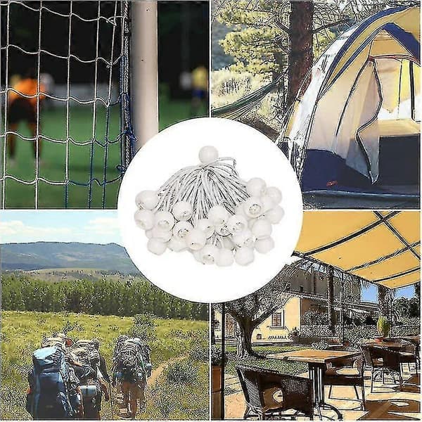 50 stk elastiske kule-strikksnorer, presenningsstrammer for lysthus, camping
