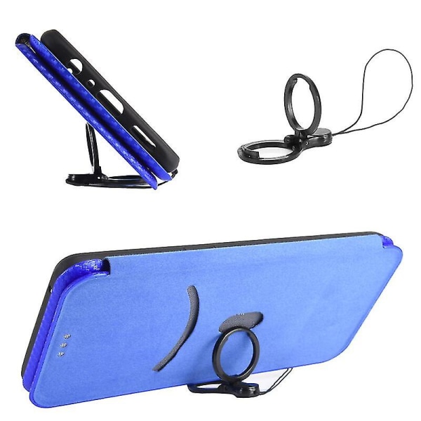 Taske til Oppo Reno 10 Pro 5g Carbon Fiber Læder Taske Folio Flip Beskyttende Magnetisk Cover_ggod Blue