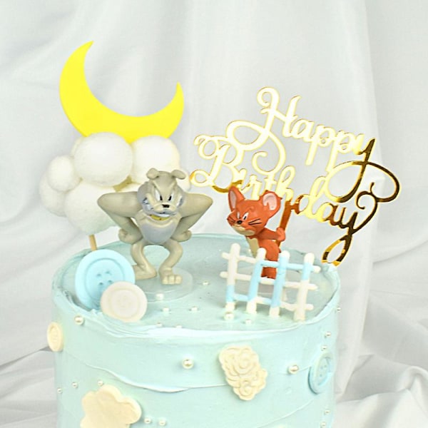 5 st Tom och Jerry tårtdekoration prydnad figur leksaker figur för födelsedag julfest tårta