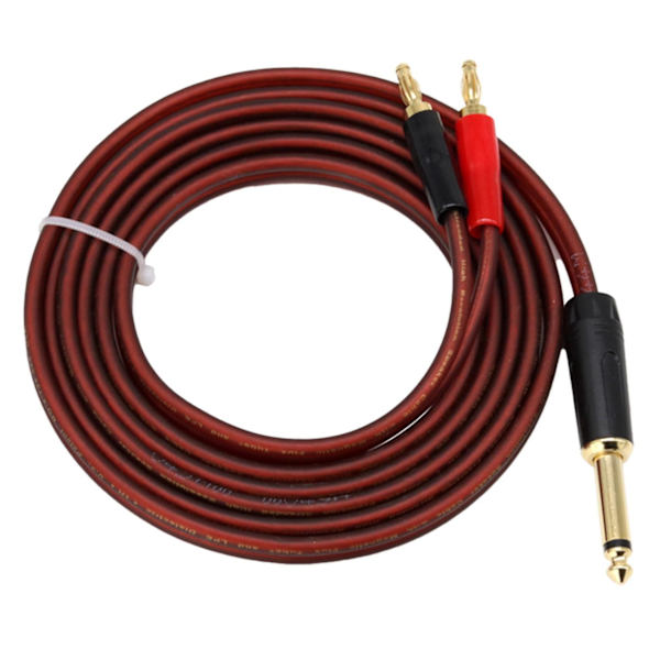 1/4 til bananstik, 6,35 mm phono til bananstik højttaler lydkabel, forgyldt 1/4 han til dobbelt banan As shown
