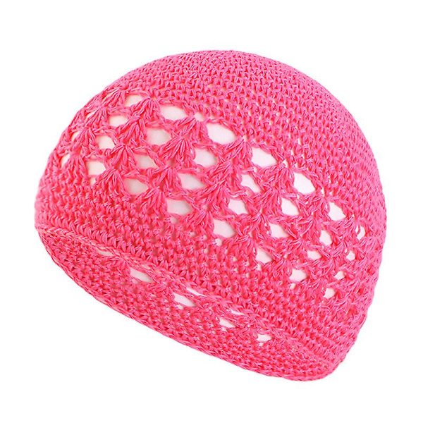 Enkel Farge Håndlaget Hekle Lue For Kvinner Menn Vinter Hold Varm Strikkeluer fluorescent pink