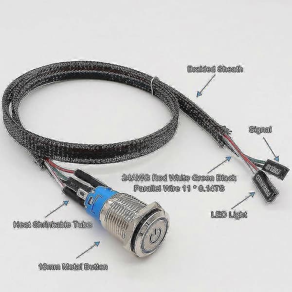 Pc Host Start Power Sw Knapafbryder Computer Nulstil Sw Knapafbryder Med Kabel B1  50cm