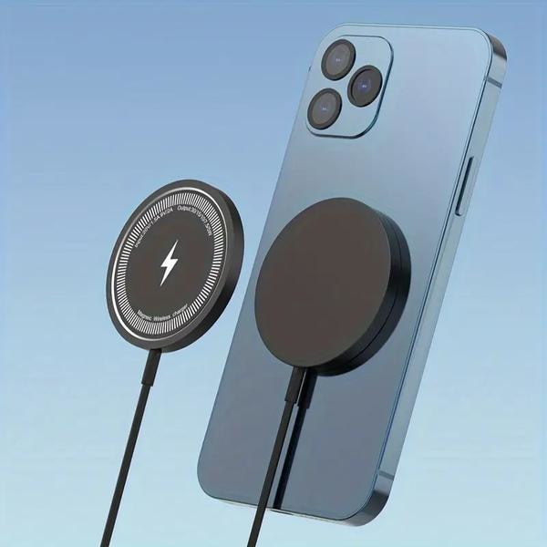Magnetisk trådlös laddare: 15W maximal effekt, stöder iPhone 15/14/13/12/SE3-serien (1-pack › Ingen adapter)