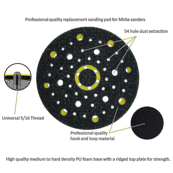 150 mm 5/16 gevind 52 hullers løkkestøttepude kompatibel med Mirka