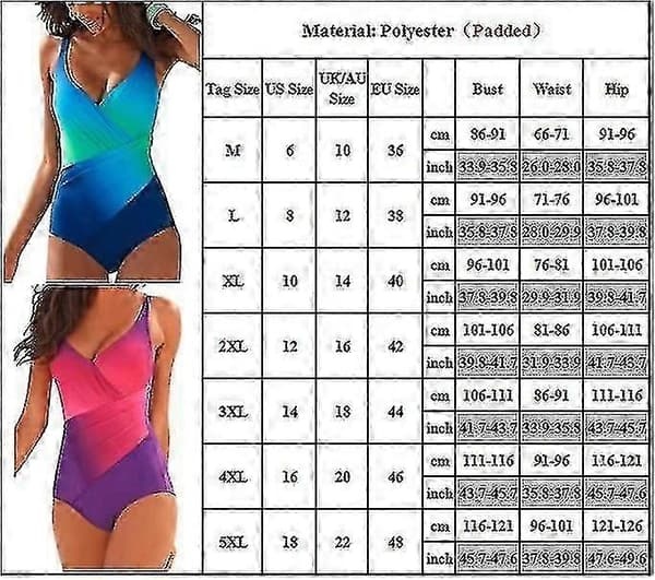 Dame One-piece Wrap Badedragt med Polstret Monokini Bodysuit til Sommerstrand Gradient Purple M