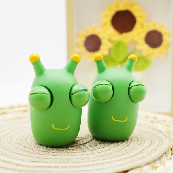 2 PCS Funny Grass Worm Pinch Toy,Stress Balls for Adults Kids,Open Close Eyes Ball Worms Toy,Squishy Animals Toys Worm Stress Relief