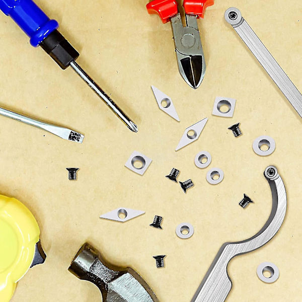 8 stk. Karbiddreieverktøy, erstatningskniver, skarpe og holdbare, for trelathe, inkludert 8