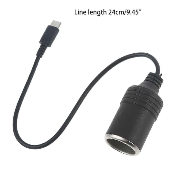 USB C PD til 12V 60W Bil Sigarettenner Socket Adapter for Billader & Støvsuger black