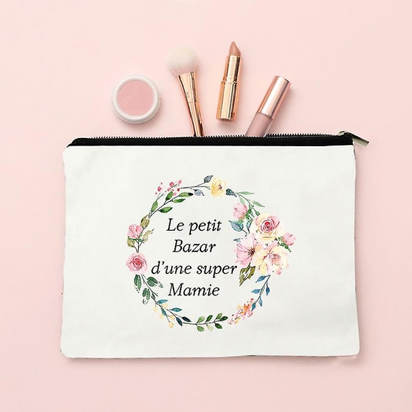Super Mamie franske makeuptasker med tryk til kvinder Kosmetiketui Rejsetoiletartikler Organizer Vaskeopbevaringsposer til kvinder Bedstemor gaver