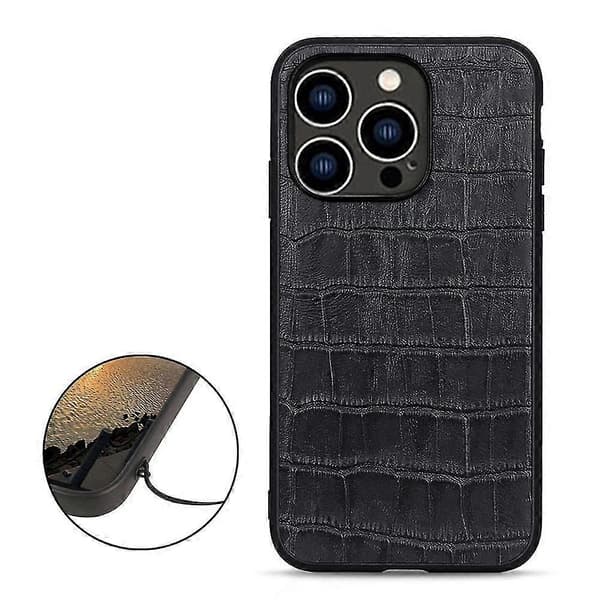 Telefonfodral med krokodiltextur för 14 Pro för 14 Pro Black