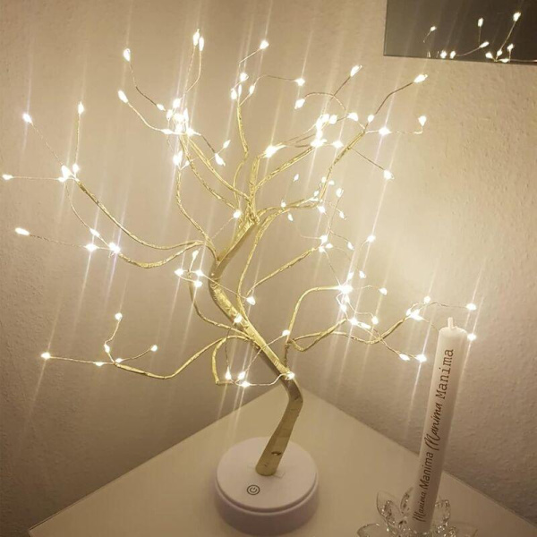 {hw} LED Light Tree, Warm White Light Tree, Adjustable Branch Light Tree Lamp, 108 LEDs, USB/Battery Powered-FM-
