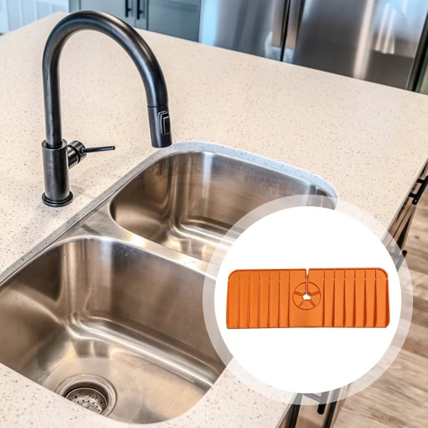 Multifunksjonell kjøkkenavløpsmatte i silikon Sprutsikker kranavløpsmatte Anti-skli sammenleggbar vask overflatebeskytter Dark Gray
