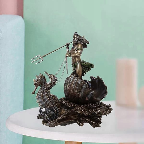Grekisk Havsgud Med Sjöhäst Resin white
