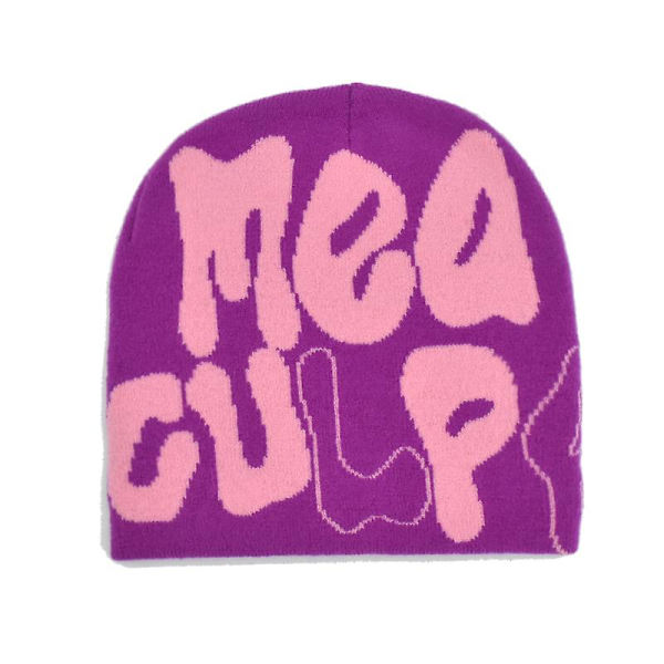 2023 Uusi Neulotu Neulepipo Miehille ja Naisille Paragrafi Laadukas Lippis Mea Culpa Y2k Lämmin Muoti Sata Ota Kylmä Pipo Naisille Hatut Purple Pink 2