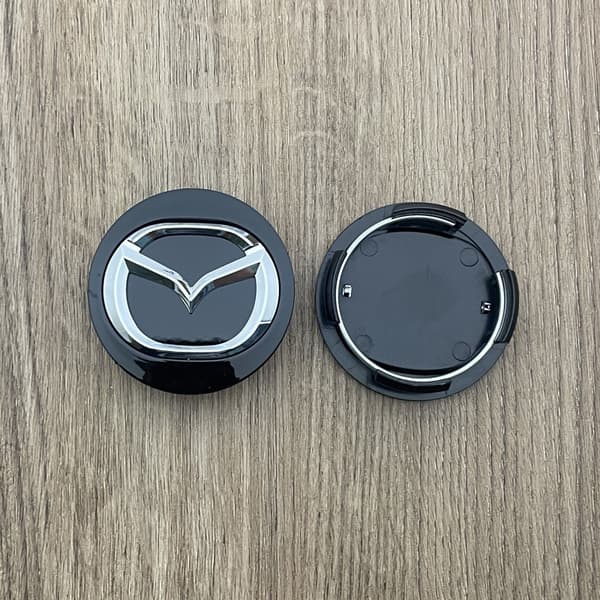 (Sort) 4 stk. Navkapsler til Mazda, 57mm, Navkapsler til Bil