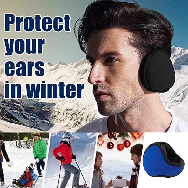 Vintervarme ryggmonterte sammenleggbare øreklokker og øreklokker i enkel stil Blue