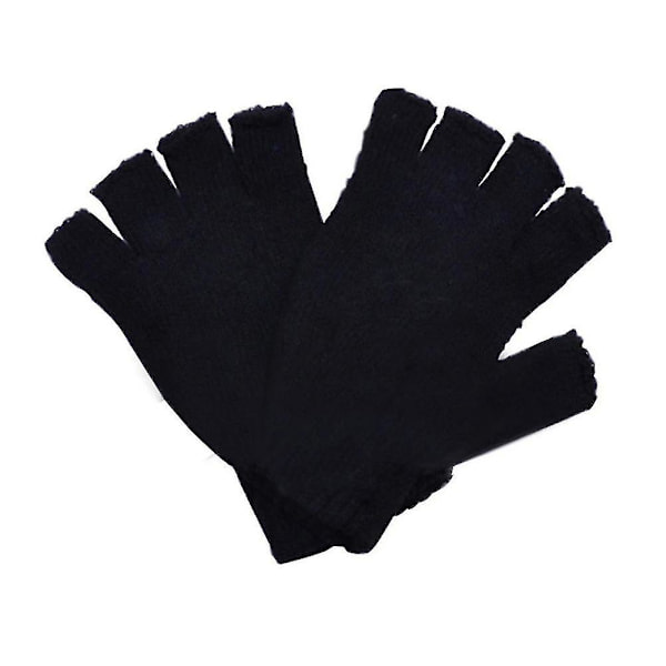 Unisex Vuxen Halvfingerhandskar Enkla Stickade Fingerlösa Varma Vintervantar