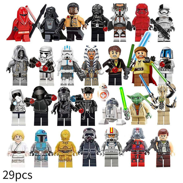 29 st Star Wars -serien monterad byggsten minifigur Luke Darth Vader Jedi Master Set Action Figur Leksaker