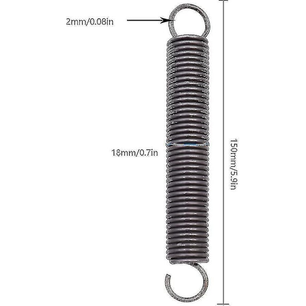 2 stk. Forlængelsesfjeder Stål Udvidet Komprimeret Fjeder Dobbelt Krog Fjeder - 2x18x150mm