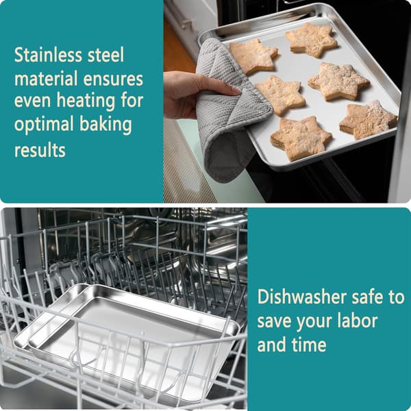 Miniugnsplåt, liten bakplåt i rostfritt stål, rektangulär kakform perfekt för bakning, matlagning, servering, 23,7x17,7x2,5 cm