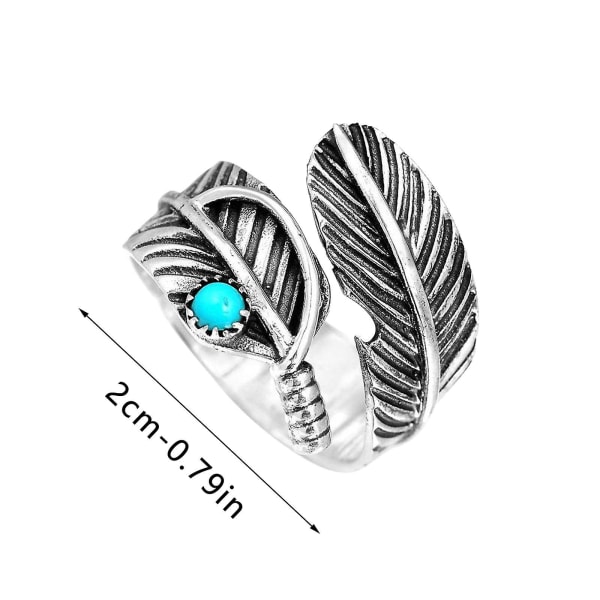 Ringar Boho Fjäder Turkos Justerbar Ring Representerar Nya Början Silver