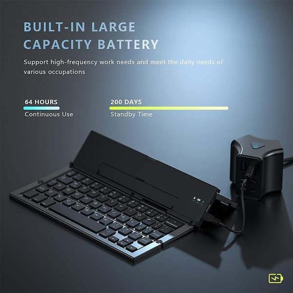 Foldbart tastatur trådløst Bluetooth-tastatur i lommeformat til iPhone, iPad, tablet, bærbare computere og smartphones