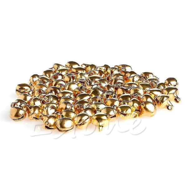 100 st Small Bell Smycken Berlocker 6mm pärla fynd guld blandad färg bröllopshantverk