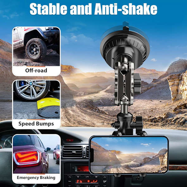 360° roterbar biltelefonholder - universell dashbord- og vindusfestebrakett, anti-rist design, for å sikre sikker kjøring.