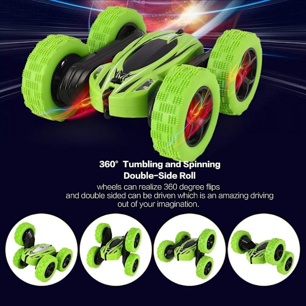 RC Stunt-auto, 4WD 2.4 Ghz kauko-ohjattava auto LED-valolla, 360° kaksipuoliset voltit pyörivä RC-auto, ladattava RC Stunt-auto lelu joululahja syntymäpäivälahja