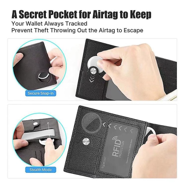 Airtag herre lommebok med pengeklemme, slank og minimalistisk, med RFID-blokkeringsteknologi, Airtag smart lommebok for menn, svart, moderne