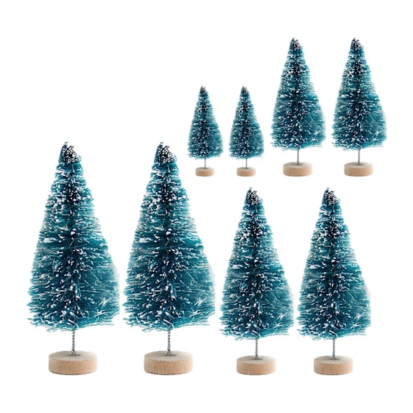 8 st Skrivbordsminiatyrer Tall Mini Konstgjord Julgran för Julfest Blue