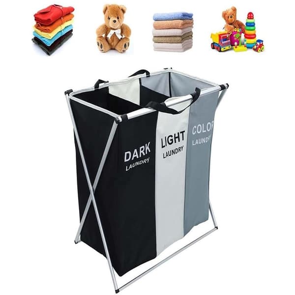 Laundry Basket with 3 Compartments - Basket for Laundry - 135L