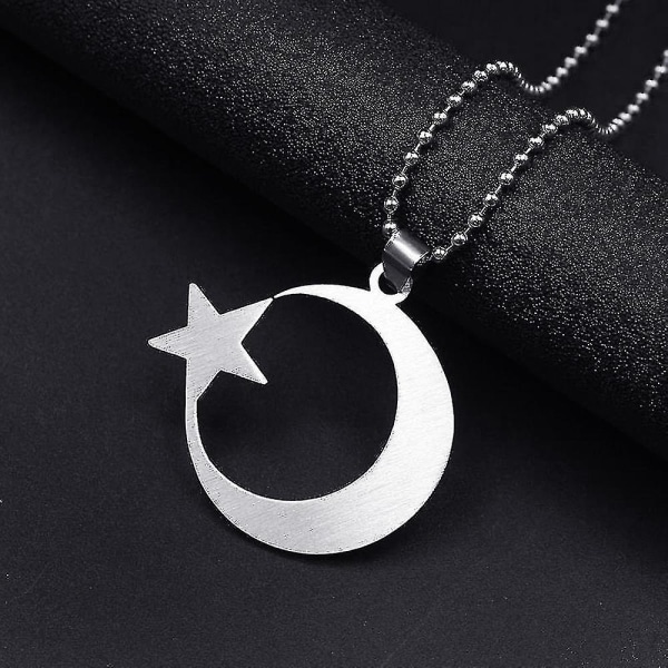 Halsband i rostfritt stål Crescent Moon Star Halsband Män Kvinnor Andligt islamiskt muslimskt hänge turkiskt religiöst smycken