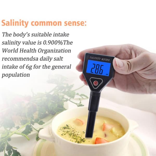 Bærbar salinitetsmåler Salinometer Halometer Saltmåler Saltvannsmat Salinitetstester Salt C Black
