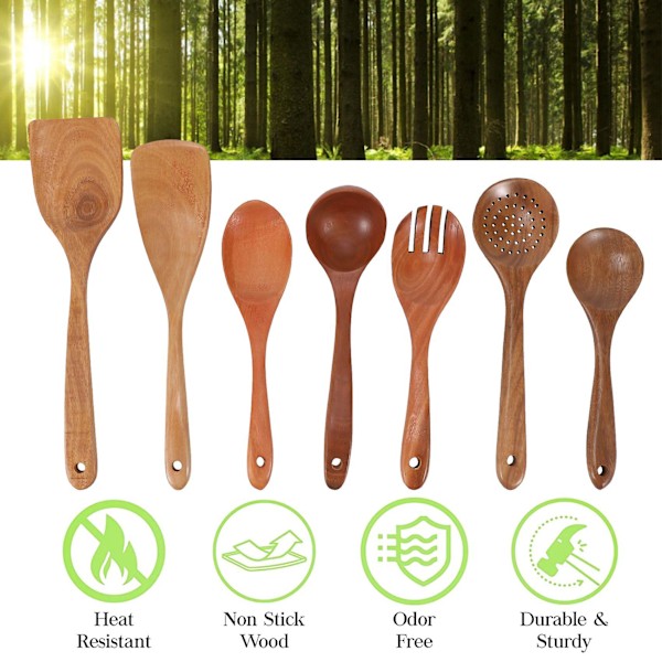 Trespanssett i tre, 7 deler Wood Color