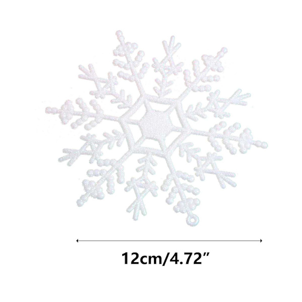 Julepynt Salg Juletre Anheng Glitter Hvit 12cm Plastblomst Femspiss Stjerne Snøfnugg Hjort Anheng Scene Arrangement Dekor