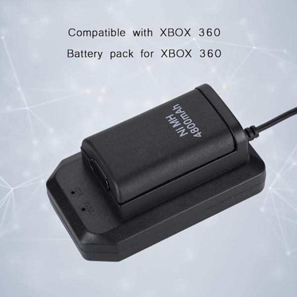 Xbox 360 controller kit, 2*4800mAh batteri USB-ladekabel+ladestation