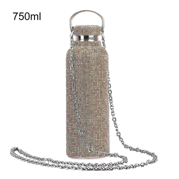 350ml/500ml/750ml isolert flaske Rhinestone innlagt termisk isolasjon Rustfritt stål Barneisolert vannkopp for reiser 5 Colors 750ML