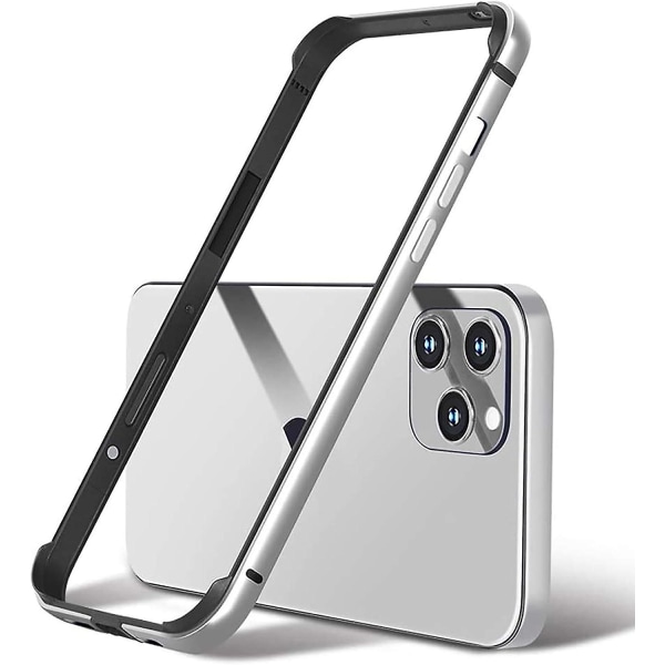 Case i metall i metall, kompatibel med Iphone 15 Pro , metallram, pansarram, smalt, hårt fodral. Mjuk inre case Silver