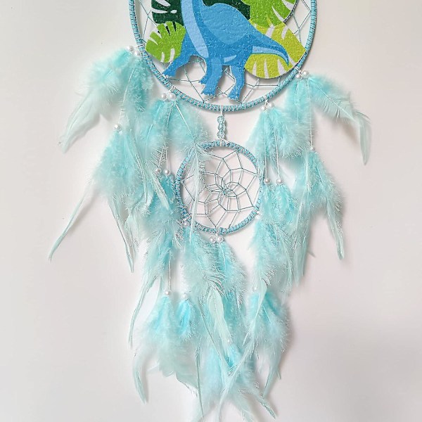 Dinosaur Dream Catchers For Boys Girls, Dream Catcher Light Wall Decor Feather Wall Hanging Dino Dream Catcher Kids Gift Blue No light